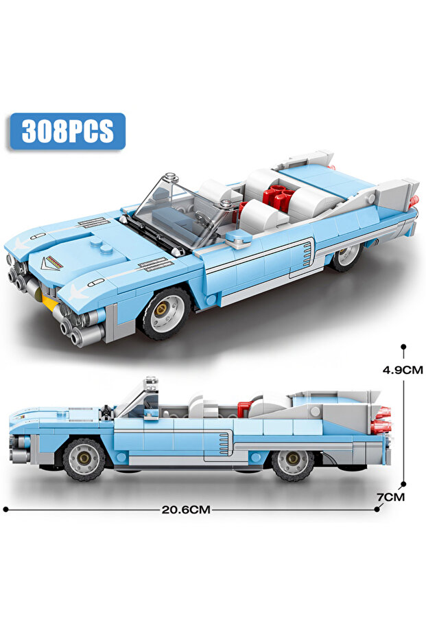 308PCS No Box 308PCS MOC Roadster Car Building Block Creative City Vehicle Diy Car Model Bricks Desk