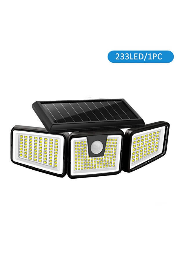 233LED Solar Lights Outdoor 233 LED High Brightness Solar Motion Sensor Lights 3 Heads 270° Wide Ang