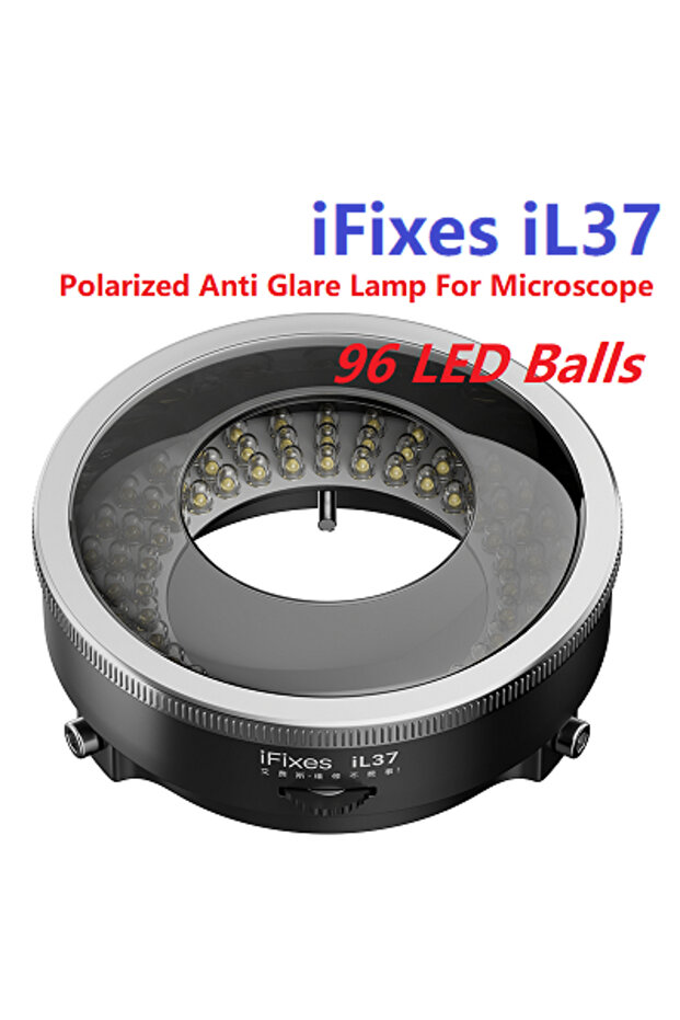 IL37 iFixes إضاءة حلقية LED للميكروسكوب 96 كرة LED قابلة للتعديل مع مستقطب مدمج