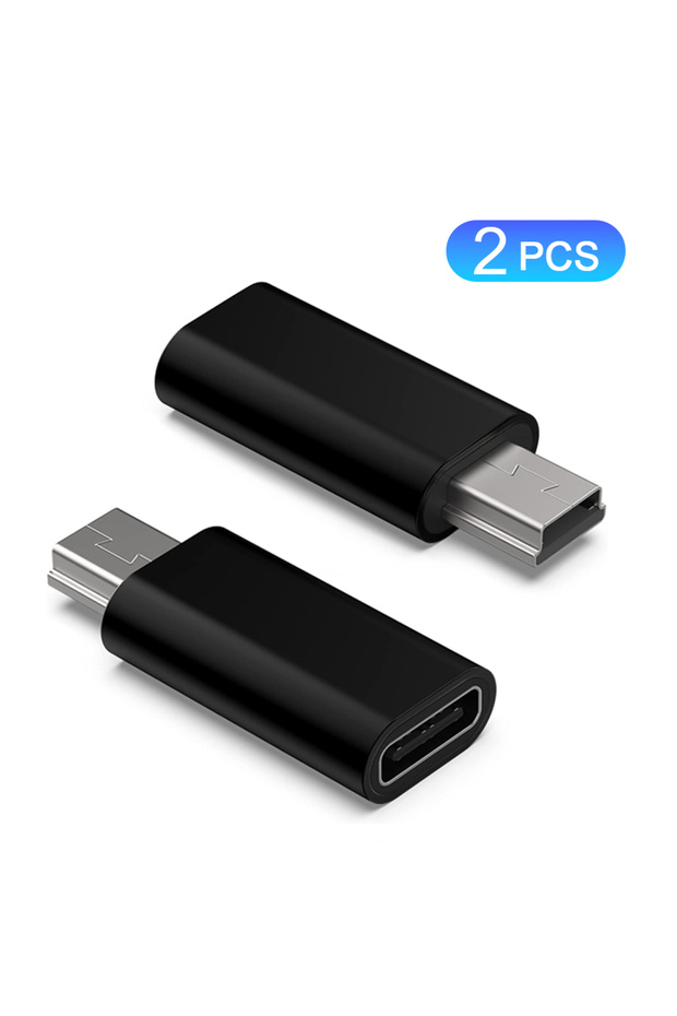 قطعتان محول USB نوع C إلى Mini USB (2/3 قطع) - محول USB-C أنثى إلى MiniUSB ذكر للشحن ونقل البيانات