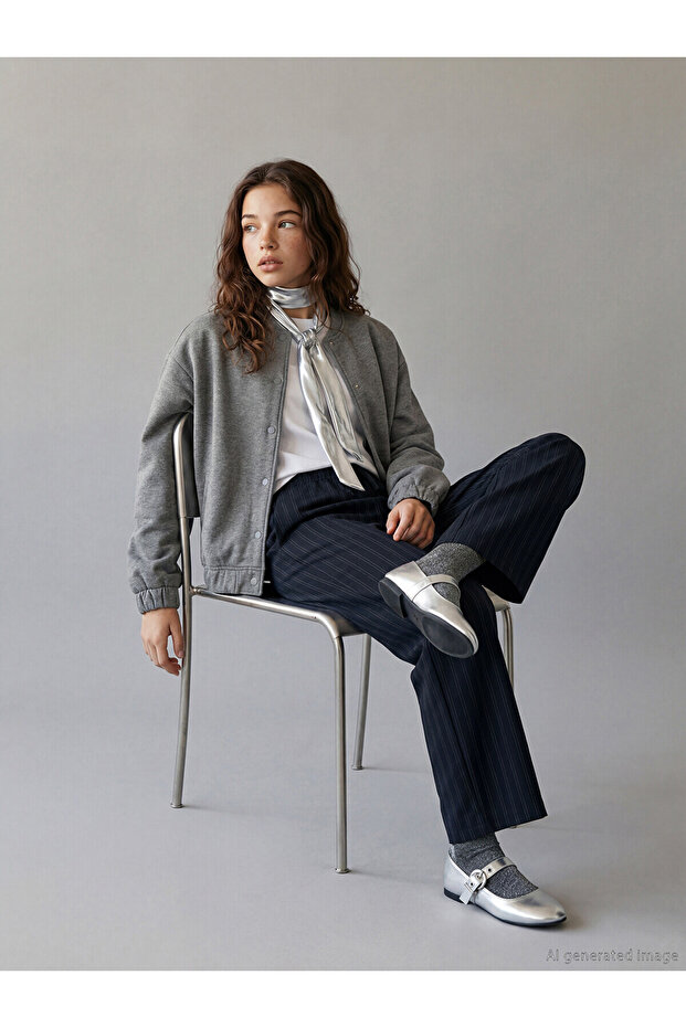 Nevavm Striped Girls' Pants with Elastic Waist and Difference in Color
