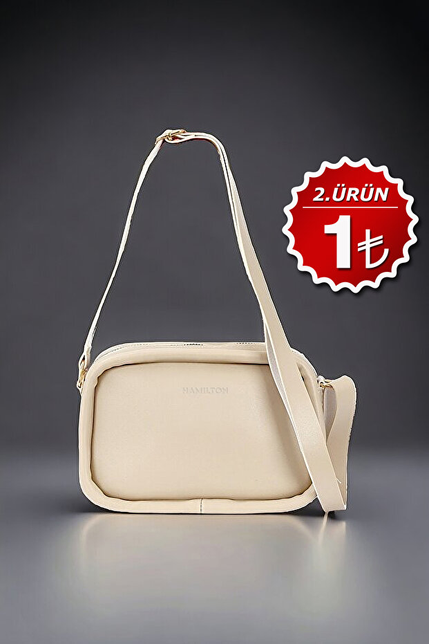 Original Women's Corded Cream Crossbody Adjustable Strap Zippered Single Compartment Arm and Shoulder Bag