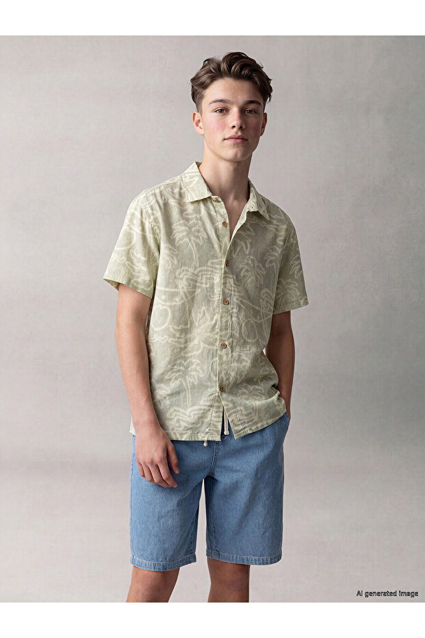 Two Mt Shop Quality Patterned Poplin Boys' Shirt