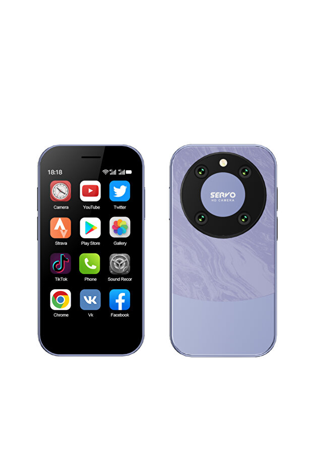 هاتف ذكي صغير 2G 4G LTE بشاشة HD 3.0 بوصة، أندرويد 10.0، شبكة خلوية، 16 جيجابايت، PURPLE SERVO KING 9000