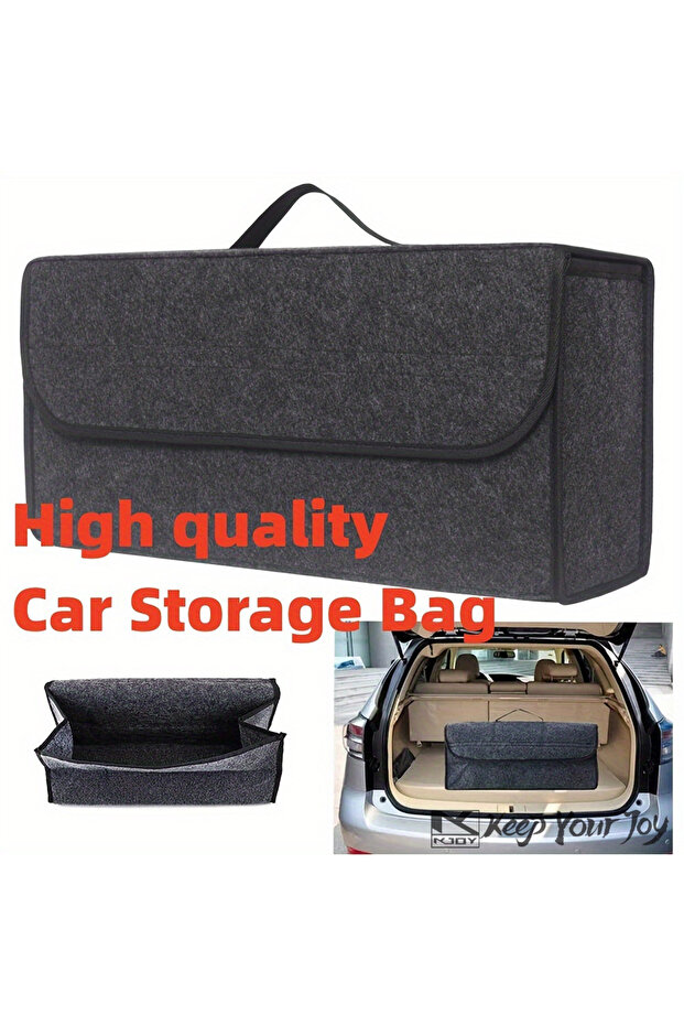 1 PC Grey Anti-Slip Car Trunk Organizer – Large Felt Storage Box for Boots & Tools