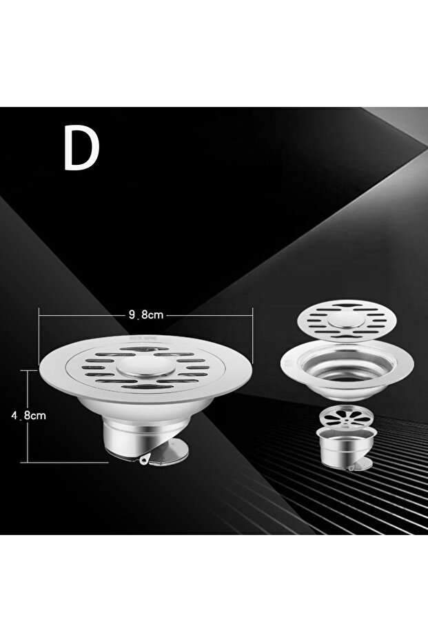 10cm-D Stainless Steel Shower Floor Drain Anti-odor Sink Strainer Backflow Preventer Dual-purpose Fl