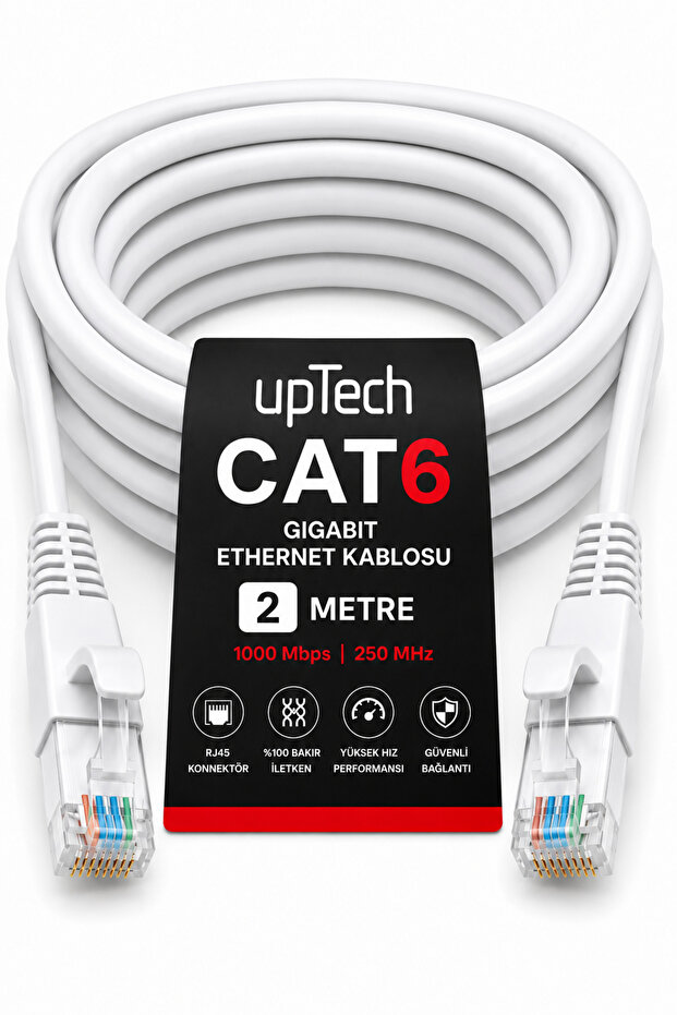 كابل إيثرنت CAT6 بطول 2 متر RJ45 LAN كابل إنترنت ومودم وراوتر للكمبيوتر