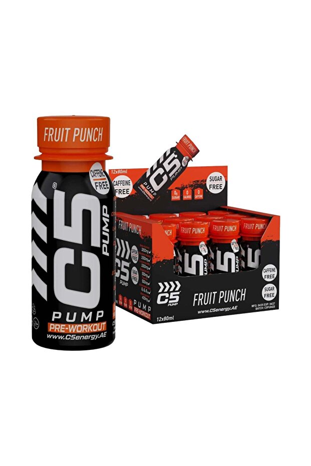 PUMP Shot Pre - Workout, Caffeine - Free (Pack of 12, Fruit Punch) - Pre-Workout & Performance