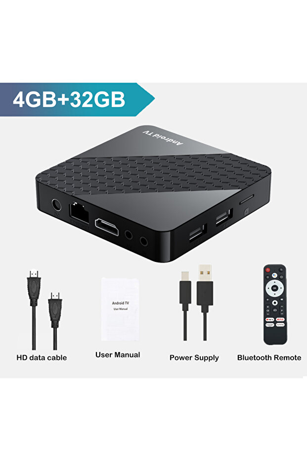 EU Plug 4G 32G Voice Remote Smart X10 TV Box 8GB+256GB Android 16 Rockchip RK3518 Google Assistant 8