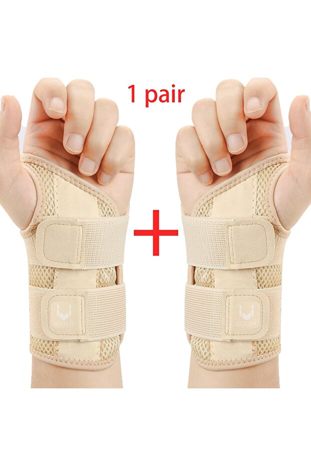 S-M 1pair-beige Wrist Brace with Thumb Support for Men Women, Breathable Wrist Splint for Arthritis
