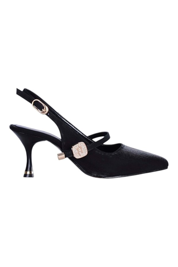 Alens 2813 Black 7cm Slingback Skin Women's Heeled Shoes