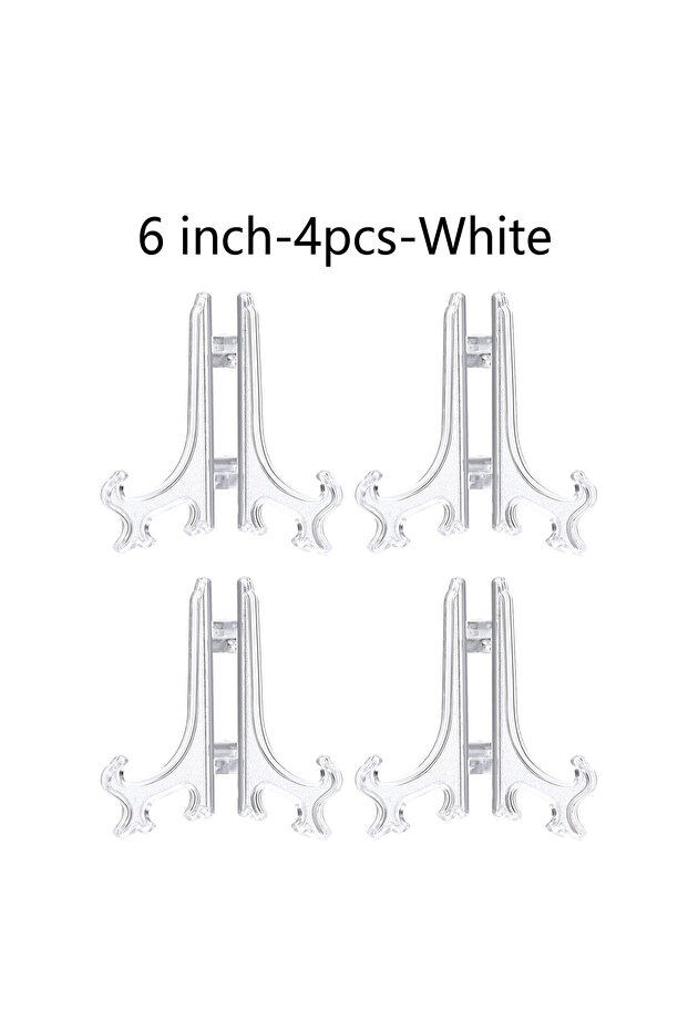 6 Inch-4 PCS-White Plastic Acrylic Easels or Stand/Plate Holders to Display Pictures or Other Items