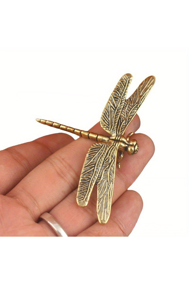 Brass Dragonfly Vintage Brass Dragonfly Figurine - Antique-Style Home & Office Desk Decor, Creative