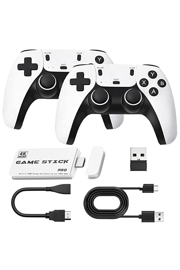 128G WHITE Wireless Retro Game Console, 40000+Games and 23 Emulators, Plug and Play 4K HD HDMI TV Ga