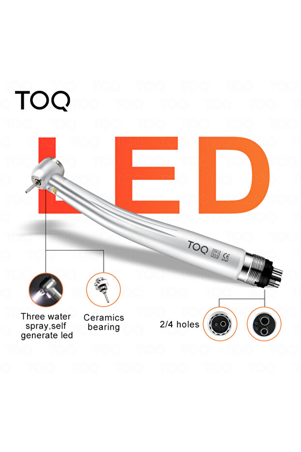 2 holes Dental E-generator LED High Speed Turbine Handpiece Push Button Ceramic Bearing Triple Spray