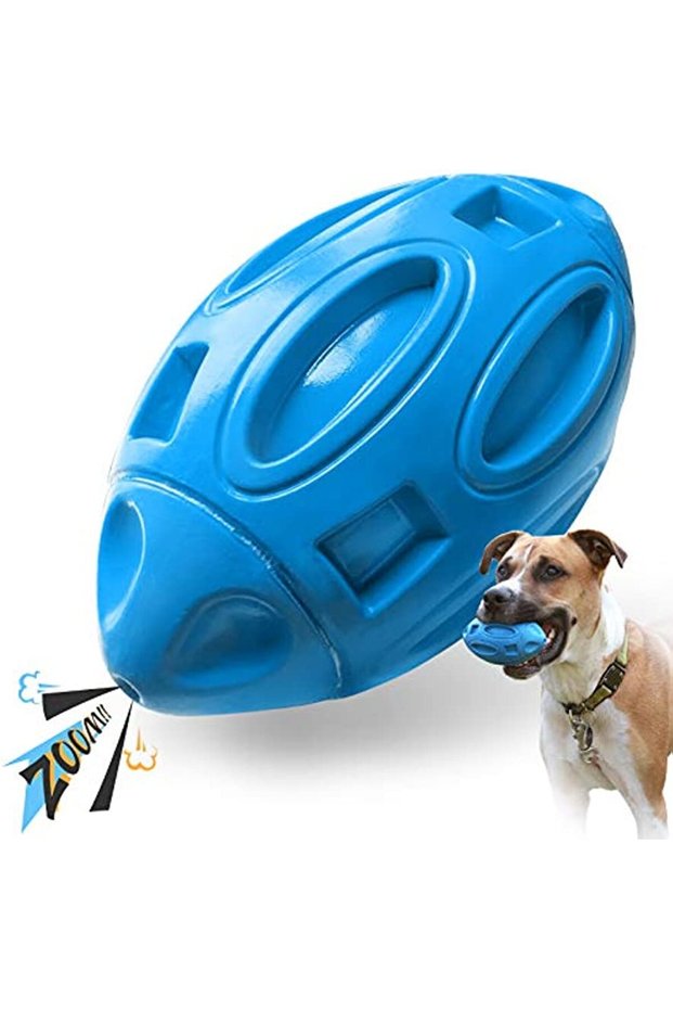 Blue Squeaky Dog Toys for Aggressive Chewers Puppy Chew Ball Teeth grinding cleaning Durable Pe...