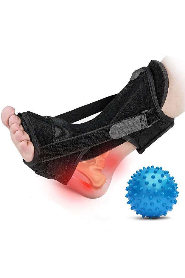 black Plantar Fasciitis Night Splint Adjustable Foot Drop Orthotic Brace for Plantar Fasciitis & Ach