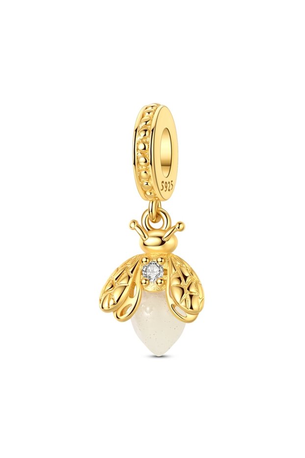 KTC053-GD Original 925 Silver Gold Charms Beads Fit Bracelet DIY Firefly Whale Ballet Shoes Pendant