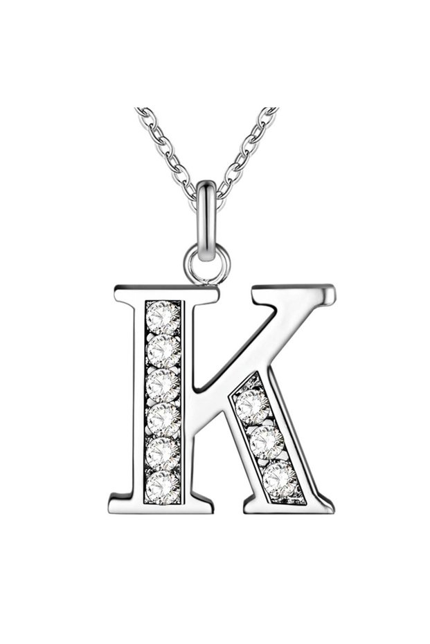 217-K 925 Sterling Silver 26 Letters Necklace Pendant For Women Wedding Engagement Jewelry Fashion C