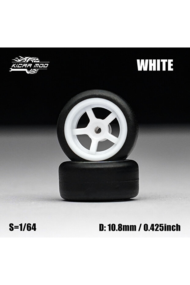 MMW97 1/64 Model Car White Wheels with Fixed Tires Comes with Rivets for Diecast Model Refitting...