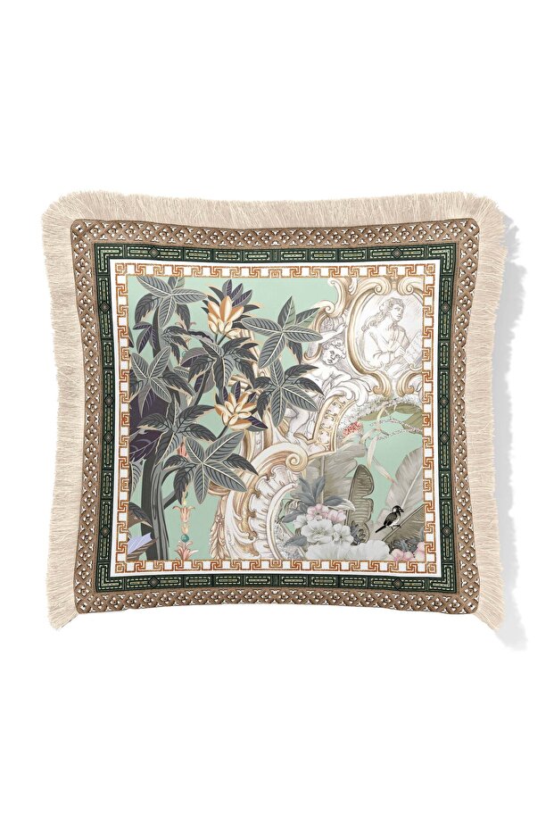Fringed Throw Pillow Cover Double Sided 43*43 cm - Palmira Cream Fringed