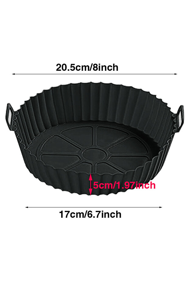 Black Silicone Air Fryer Liners Pot,Airfryer Basket Cooking Gadgets ,Reusable Baking Tray Non-stick