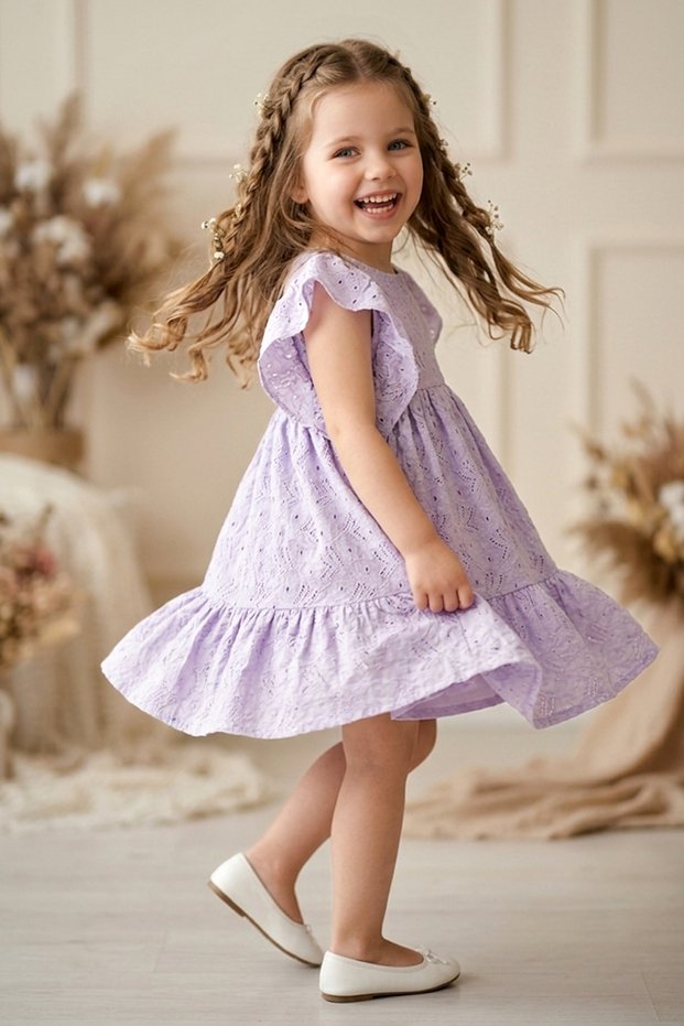 Baby Girl Dress Girls' Dress Birthday Party Wedding Dress Lace Short Sleeve Lined Dress