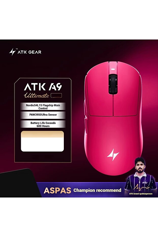 A9 Ultimate Pink ATK A9 Ultra Wireless Gaming Mouse A9/A9 SE/A9 Plus/A9 Pro Tri-Mode 8K 53g Lightwei