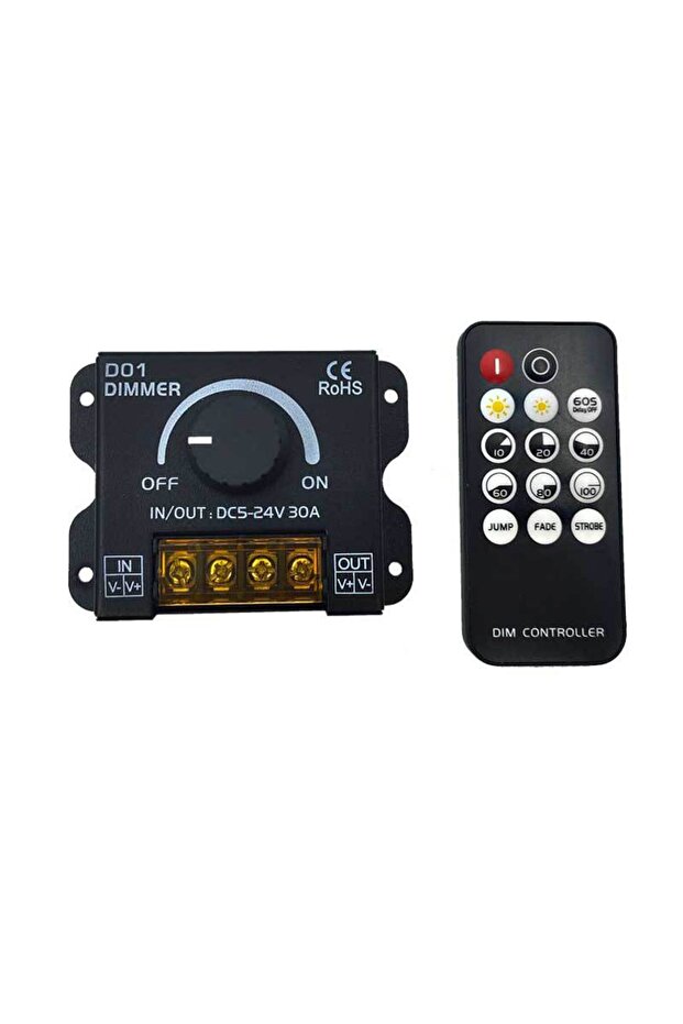 مفتاح تحكم في شدة إضاءة شريط LED WM-RF050A بقدرة 30 أمبير، يعمل بجهد 5-24 فولت، مع وحدة تحكم لاسلكية بترددات الراديو، متوافق مع مصابيح 5050 SMD COB