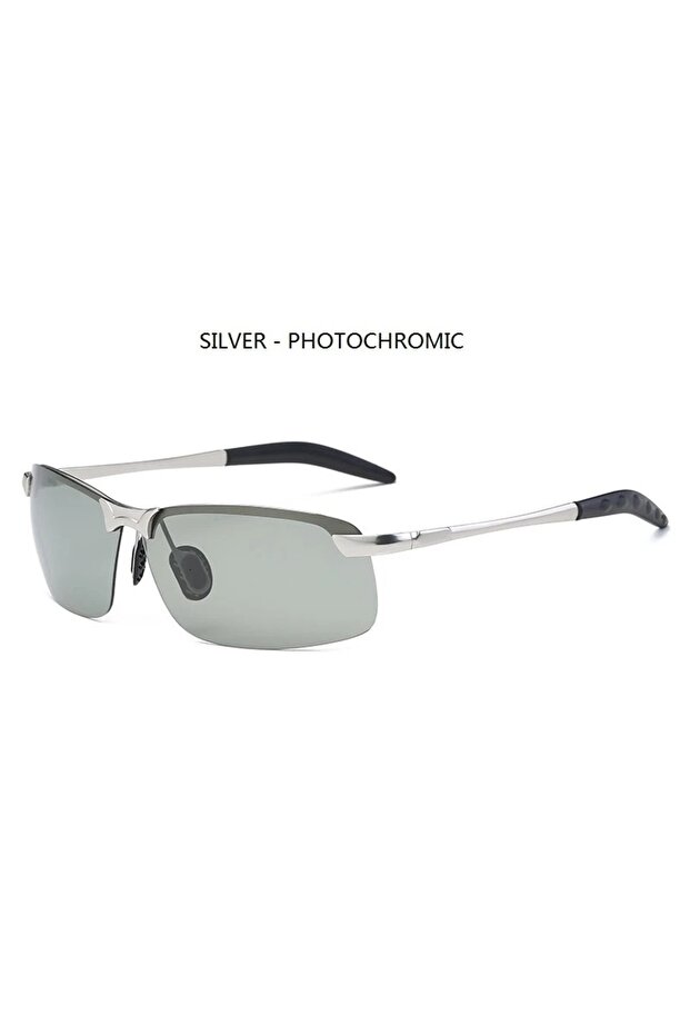 SILVER - CHAMELEO Men Photochromic Polarized Sunglasses Driving Fishing Chameleon Glasses Change Col