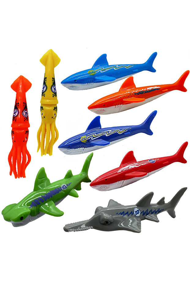 8pcs mixed Summer Diving Training Toys Torpedos Sharks Octopus Underwater Water Games Training Swimm