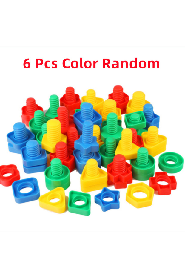 6 Pcs Random 6Pcs Nut Shape Screw Building Blocks Match Puzzle Toys For Children Infant Montessori S