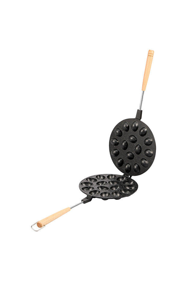 black 16 holes Walnut Cookie Mold 16 Hole Nonstick Aluminum Mold Oreshki Mold Wood Handle Baking Too
