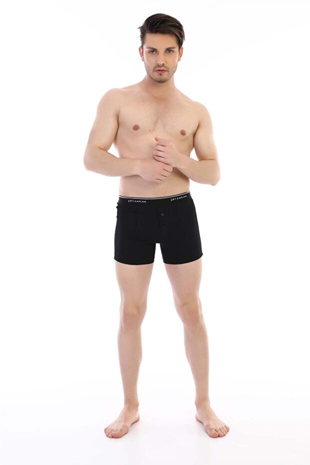 شورت بوكسر أسود مضلع للرجال 0880