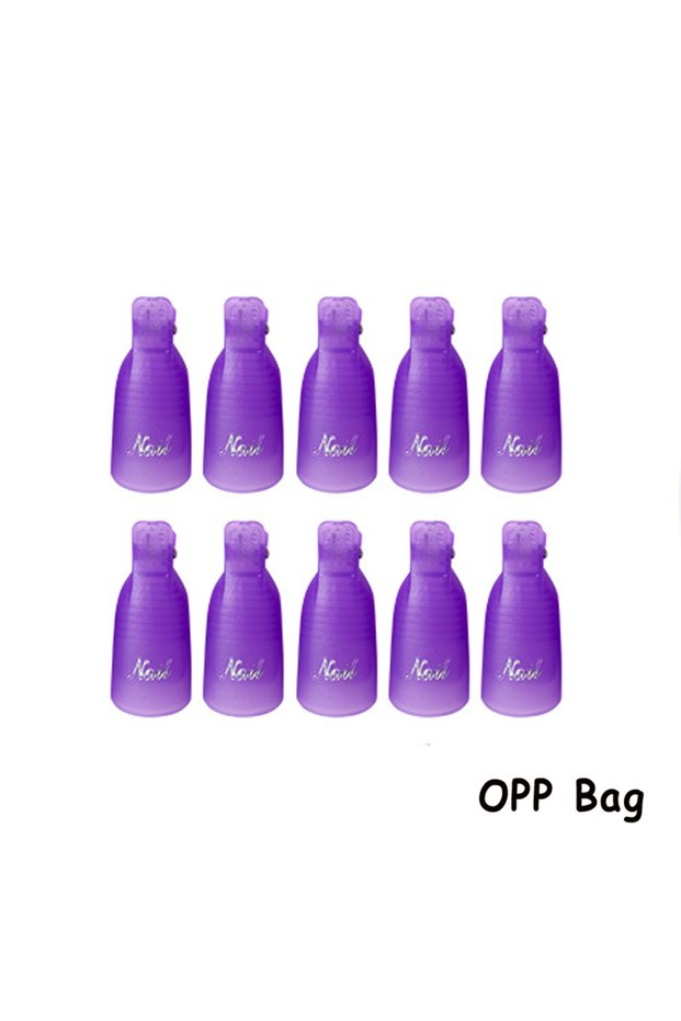 Purple 10 Pcs/Bag Colorful Acrylic Nail Art Soak Off Cap Clips Nails Cleaning Manicure UV Gel Polish