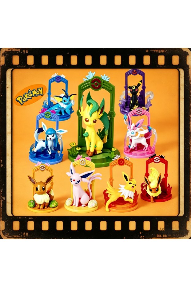 Bandai all-9 Pokemon Eeveelution Figure Set Eevee Sylveon Espeon Glaceon Leafeon Box Anime Figure To
