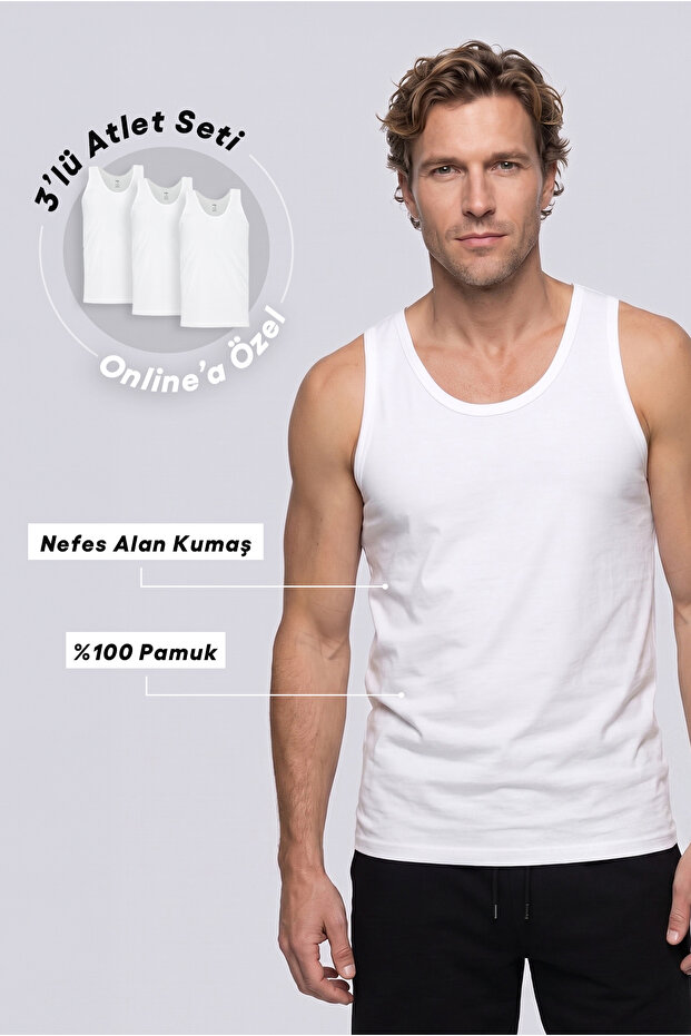 3-Piece 100% Cotton Undershirt Set