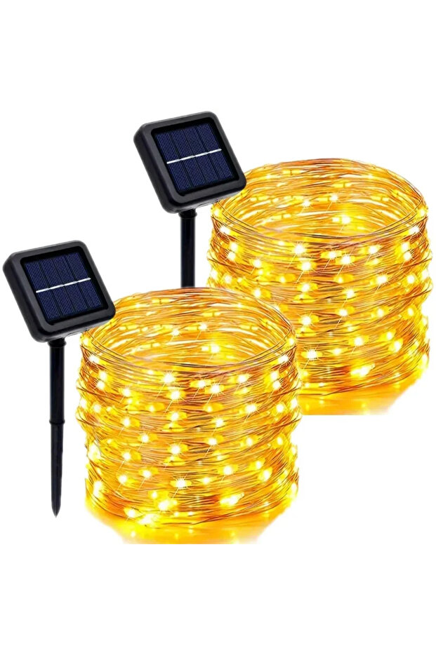 22M-200LED Warm White-2pcs LED Solar Fairy Lights Outdoor Solar String Lights Waterproof 8 Modes Cop