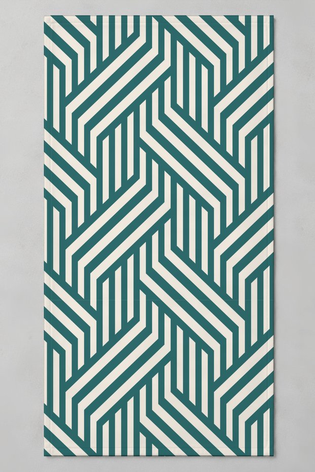 Geo Maze Patterned Sports and Fitness Towel 50X100 cm - Cyan