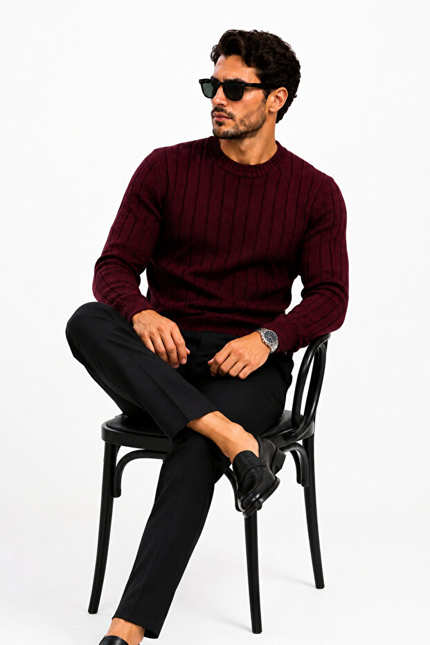 Men's Thick Ribbed Basic Sweater