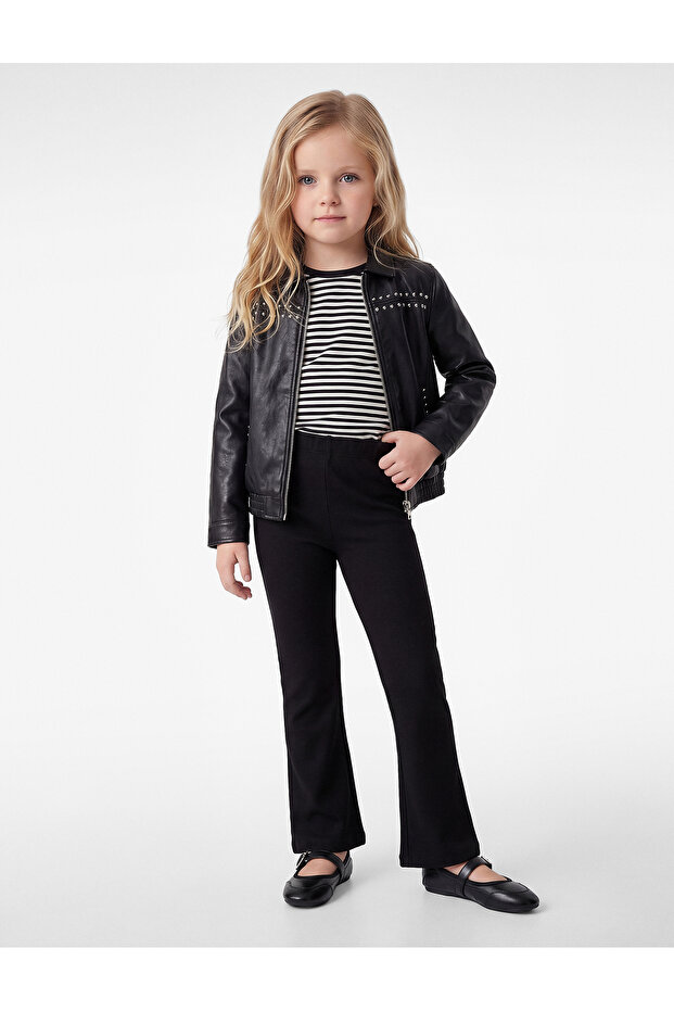 Viscose Blended Elastic Waist Flared Leggings