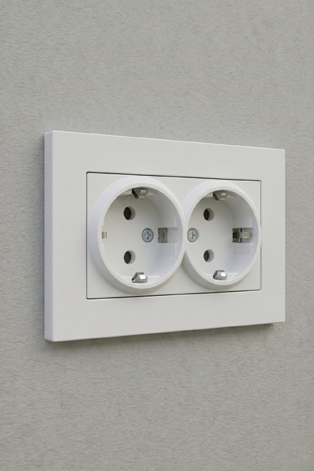 Wall Socket Double Grounded White 16A 250V Single Phase Indoor Electrical Outlet Standard Type
