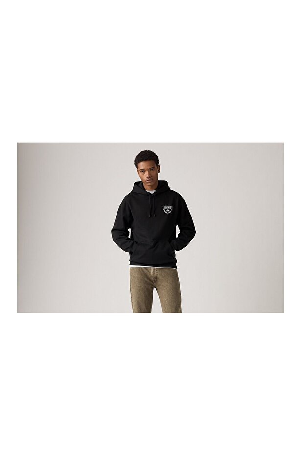 Men's Relaxed Graphic Crewneck Hooded Sweatshirt - 3847904260