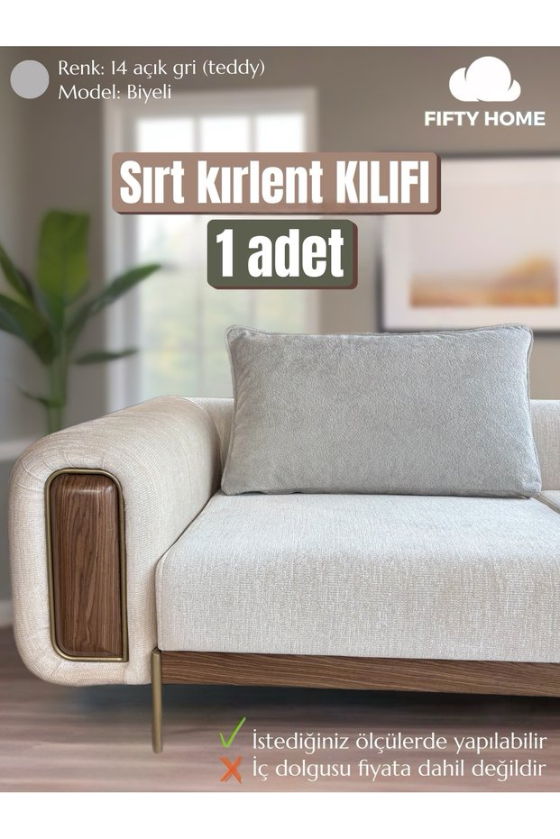 1 Piece of Cover - Large Back Cushion Pillow Cover with Zipper-Teddy Fabric Tubular Model