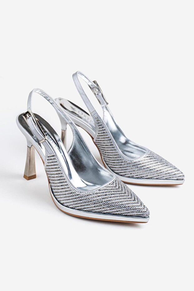 Women's Evening Dress Shoes with Stone Print and 9cm Classic Heels