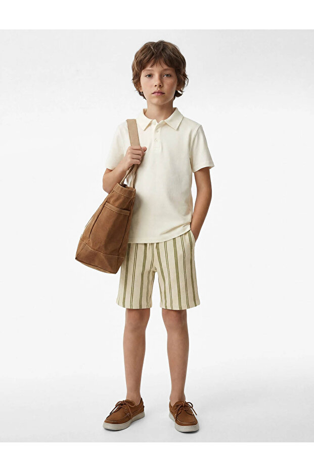 Striped Khaki Boys' Shorts 6Skb40110Tk