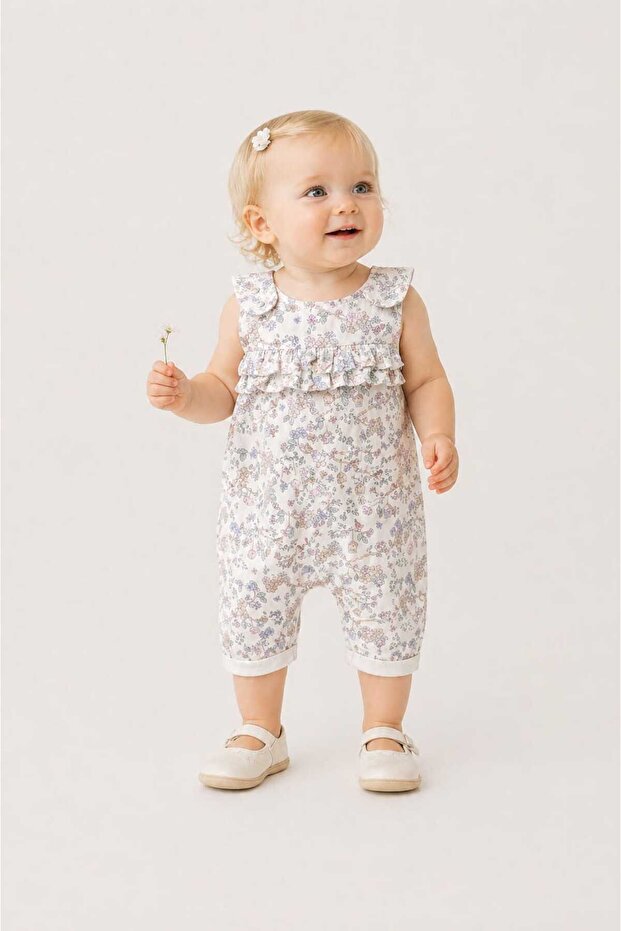 Isyis Floral Ruffle Baby Girl Romper