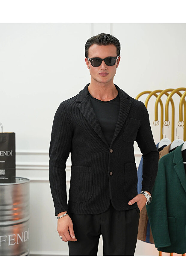 Honeycomb Knitted Pocket Jacket - 6