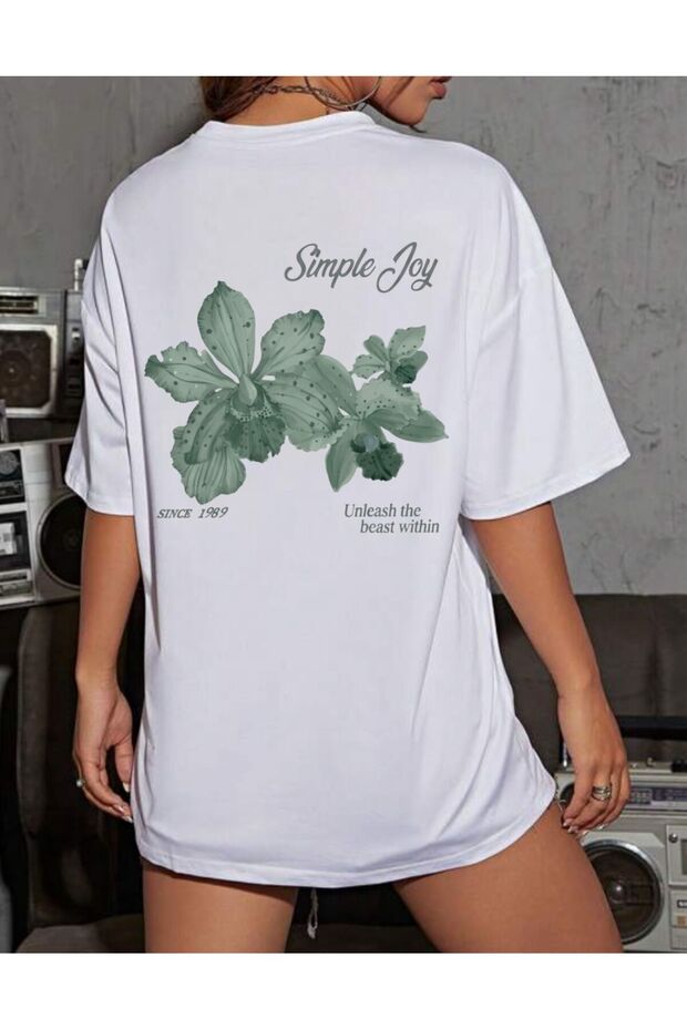 Summer Colorful Simple Joy Printed Oversize Cotton Crew Neck Women'S/Men's Unisex Tshirt
