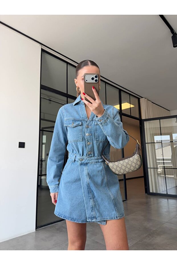 Slit Denim Dress